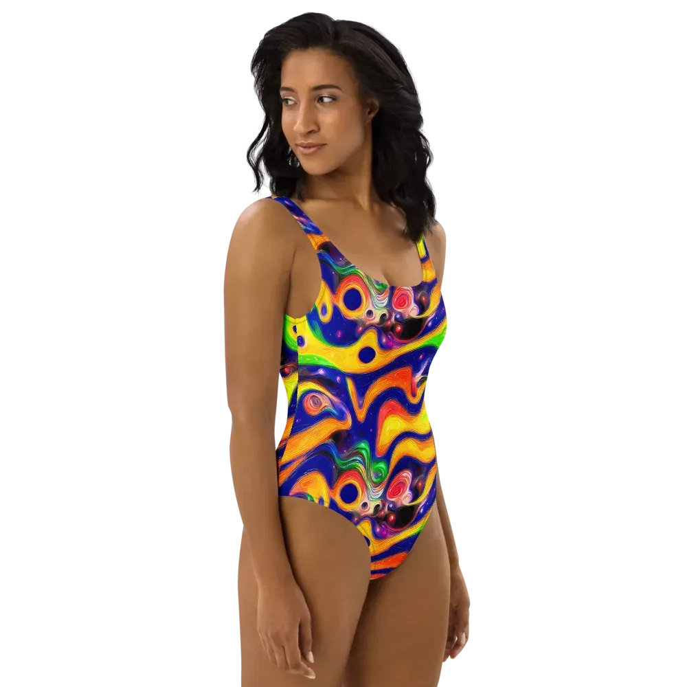 Prismatic Tidalwave on One-Piece Swimsuit — Right