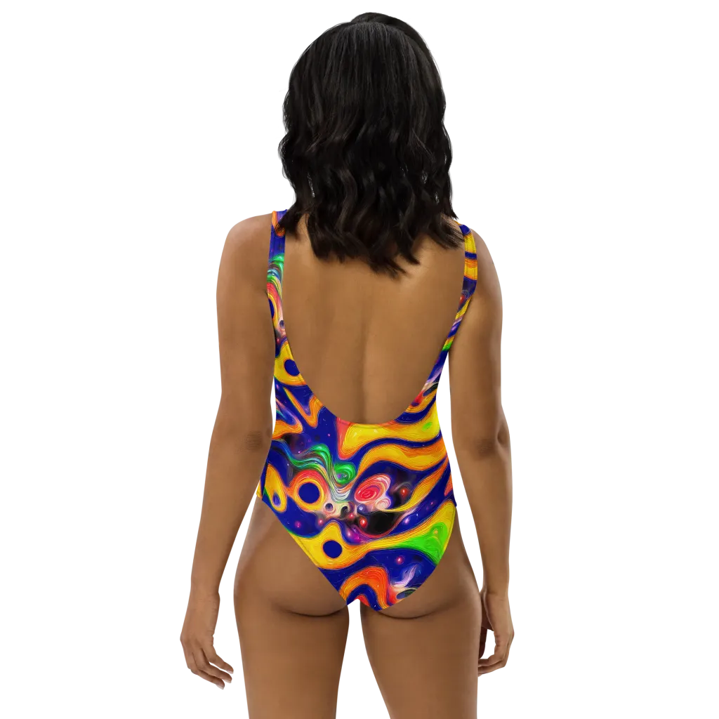 Prismatic Tidalwave on One-Piece Swimsuit — Back