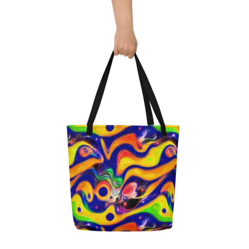 Prismatic Tidalwave on a Large Tote Bag W/ Pocket