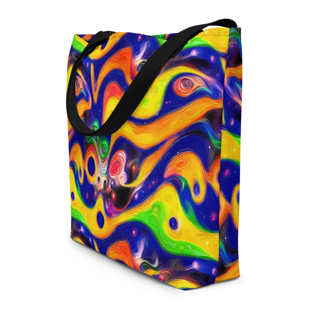 Prismatic Tidalwave on Large Tote Bag W/ Pocket — Front