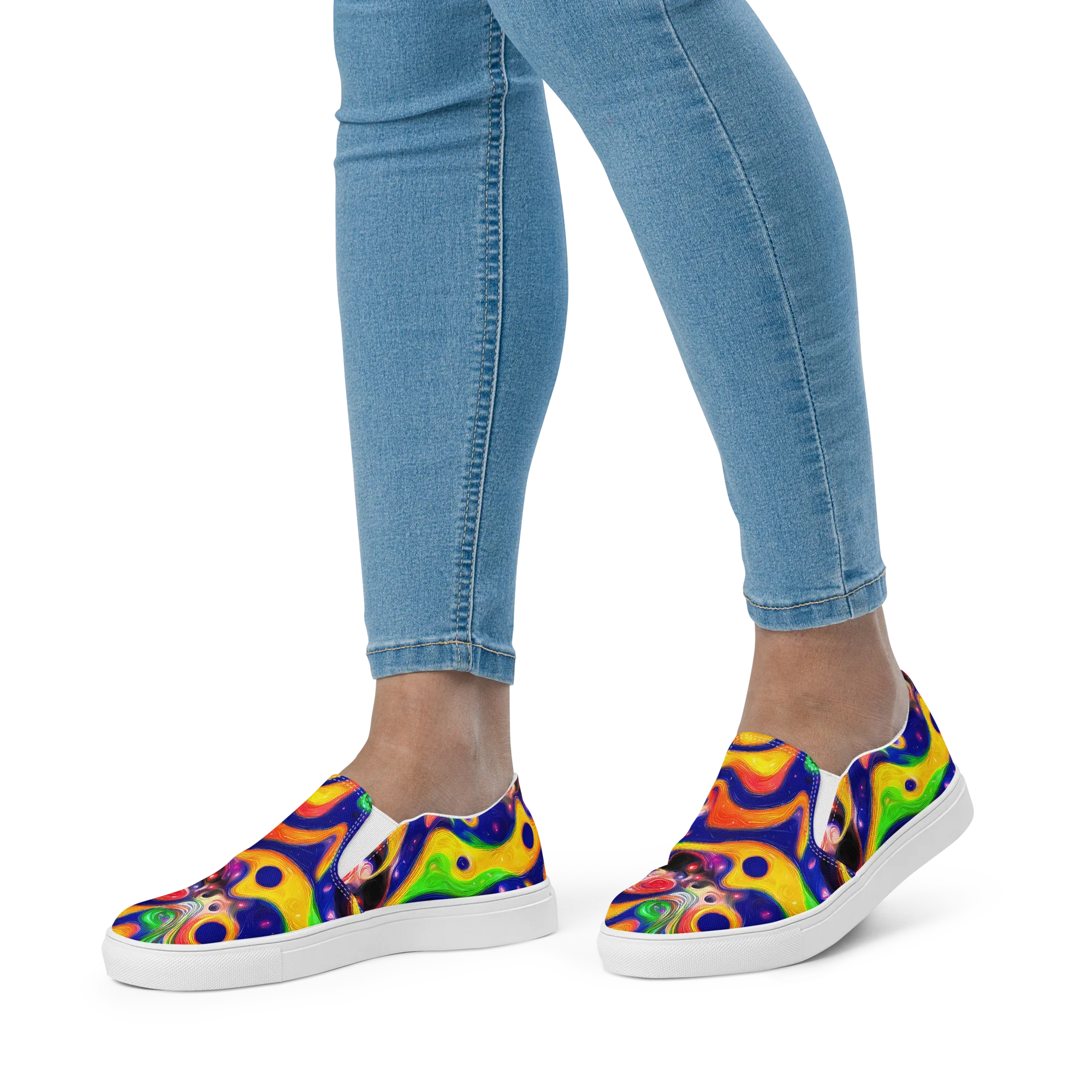 Prismatic Tidalwave on Women's Slip-On Canvas Shoes — Front
