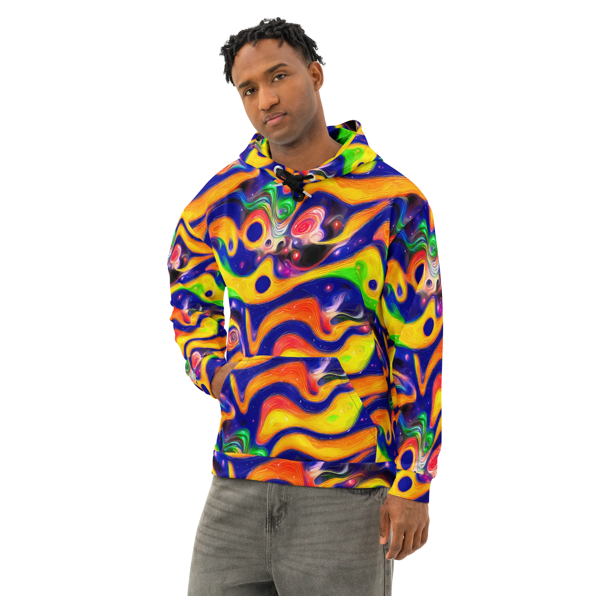 Prismatic Tidalwave on Cotton Hoodie — Left Front