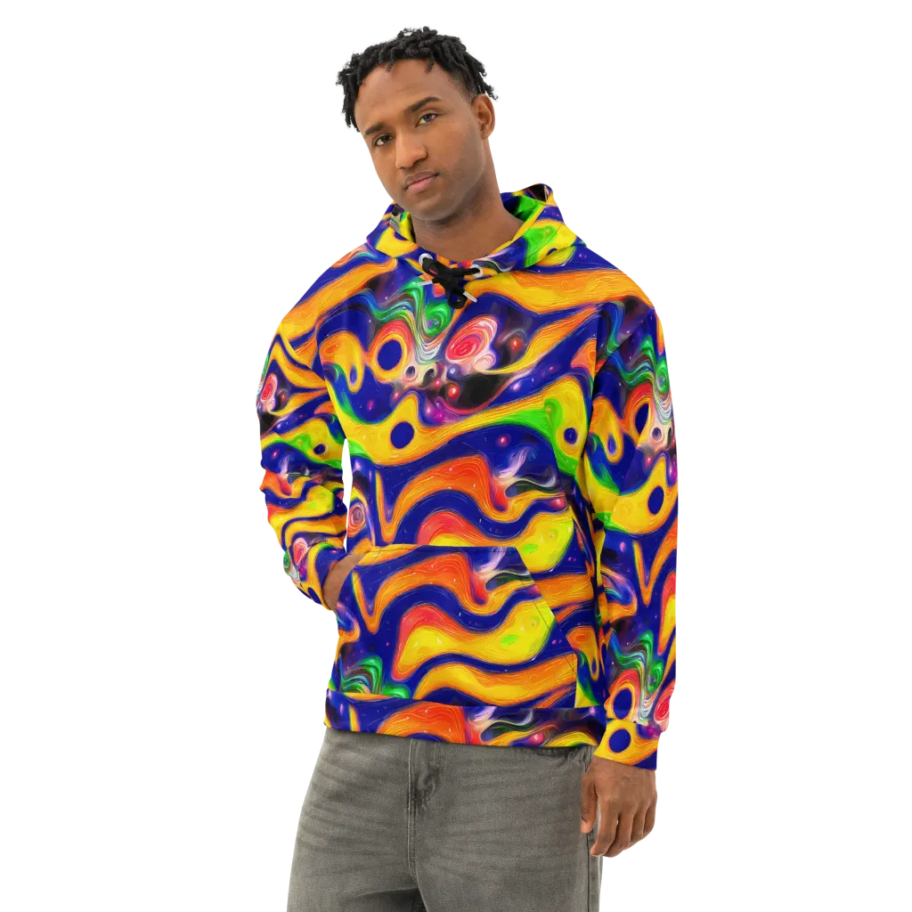 Prismatic Tidalwave on Cotton Hoodie — Left Front