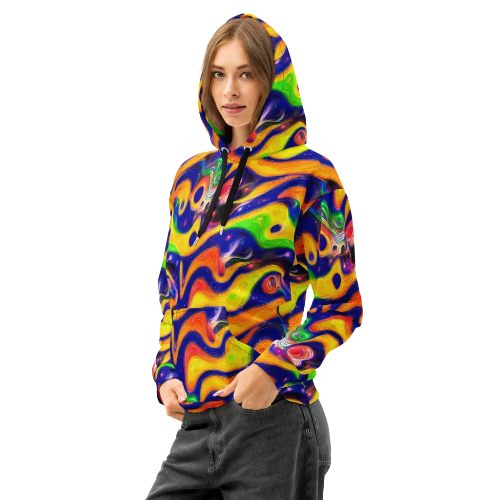 Prismatic Tidalwave on Cotton Hoodie — Left Front