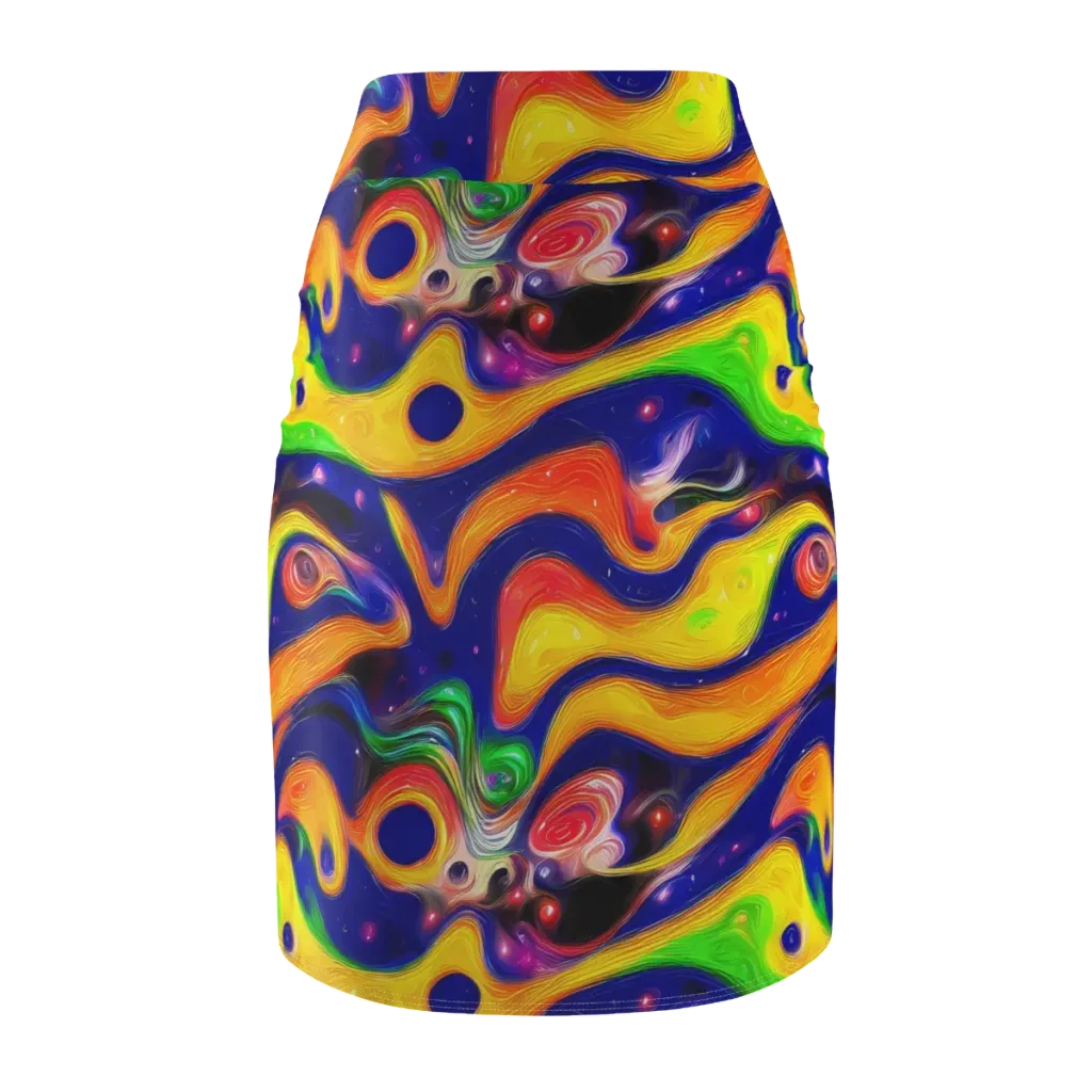 Prismatic Tidalwave on Pencil Skirt — Back
