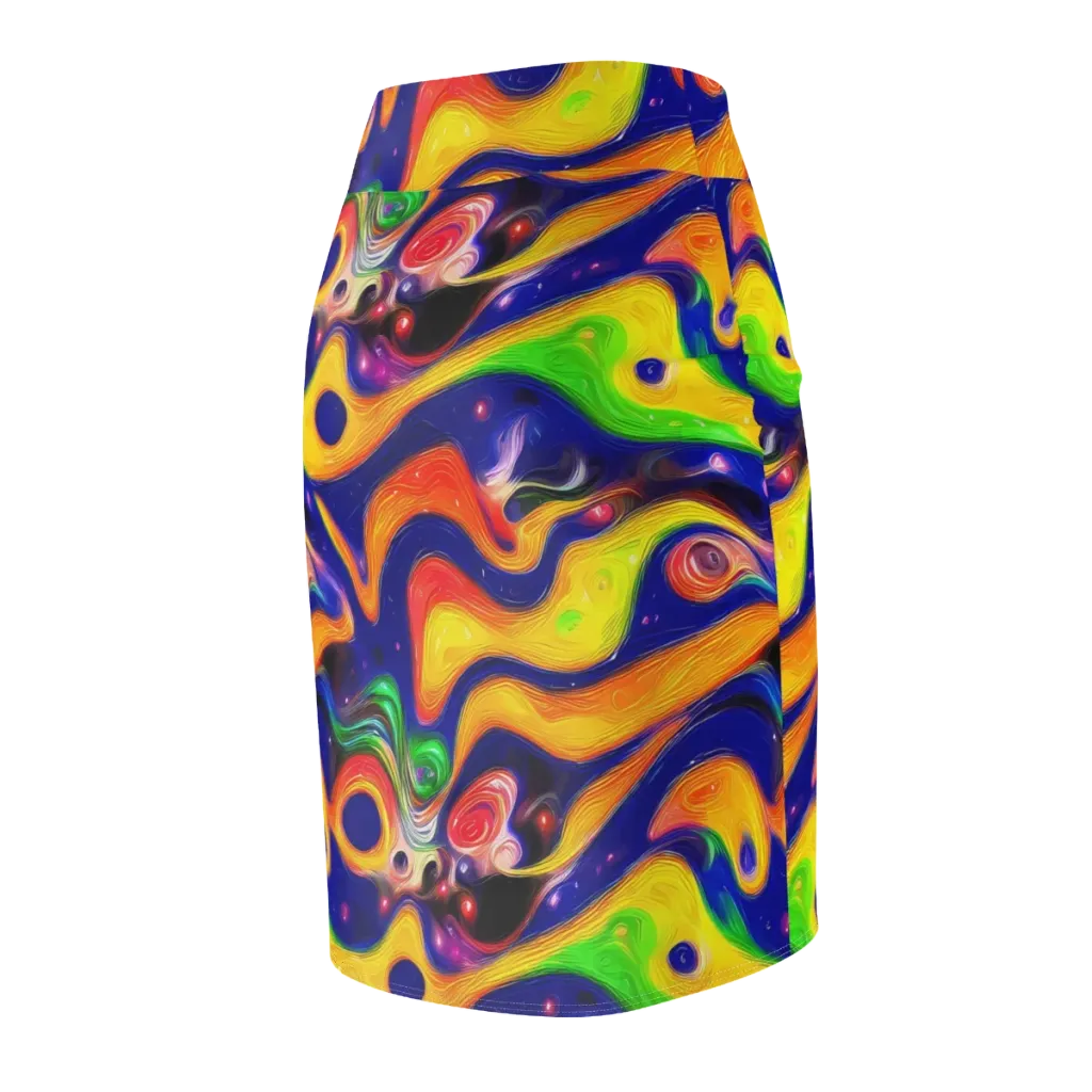 Prismatic Tidalwave on Pencil Skirt — Back Side