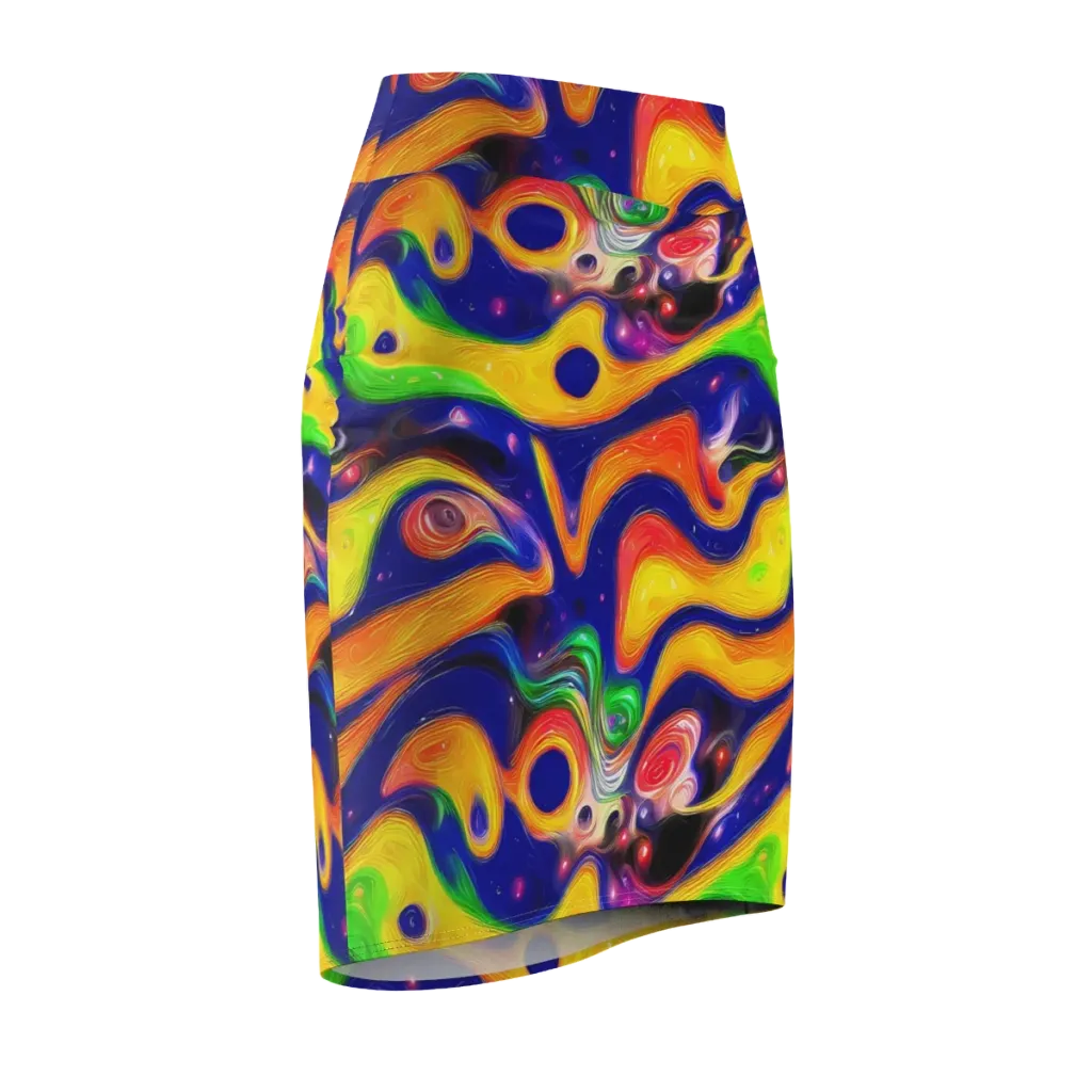 Prismatic Tidalwave on Pencil Skirt — Front Side