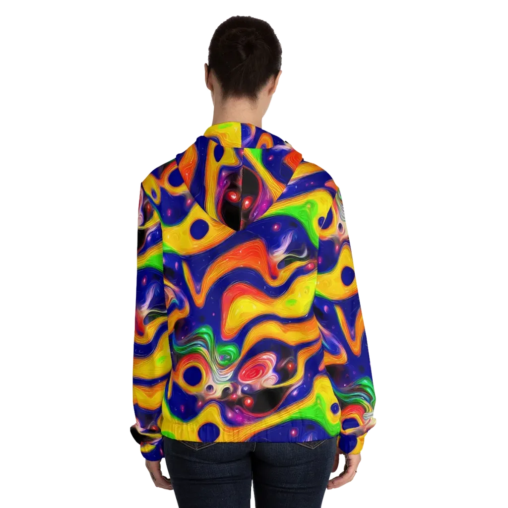 Prismatic Tidalwave on Women's Full-Zip Hoodie — Back On Person