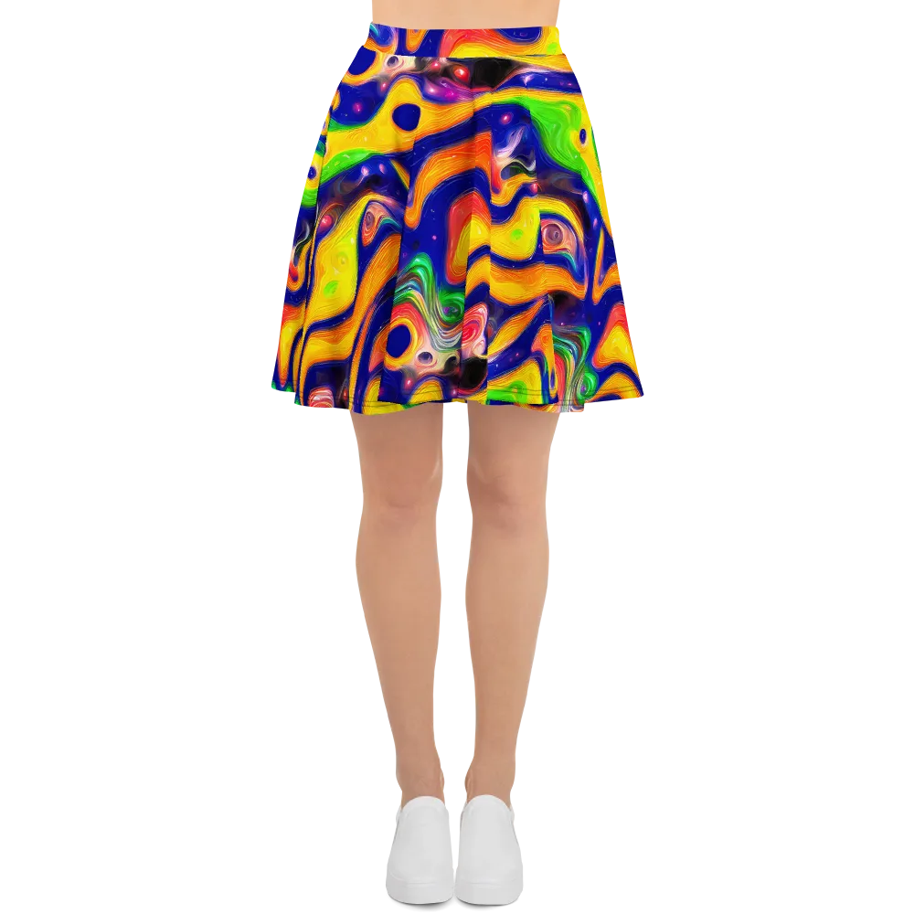Prismatic Tidalwave on Skater Skirt — Front