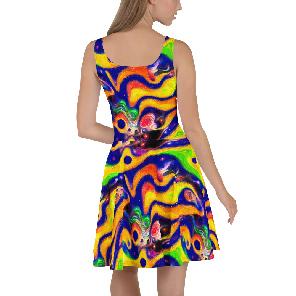 Prismatic Tidalwave on Skater Dress — Back