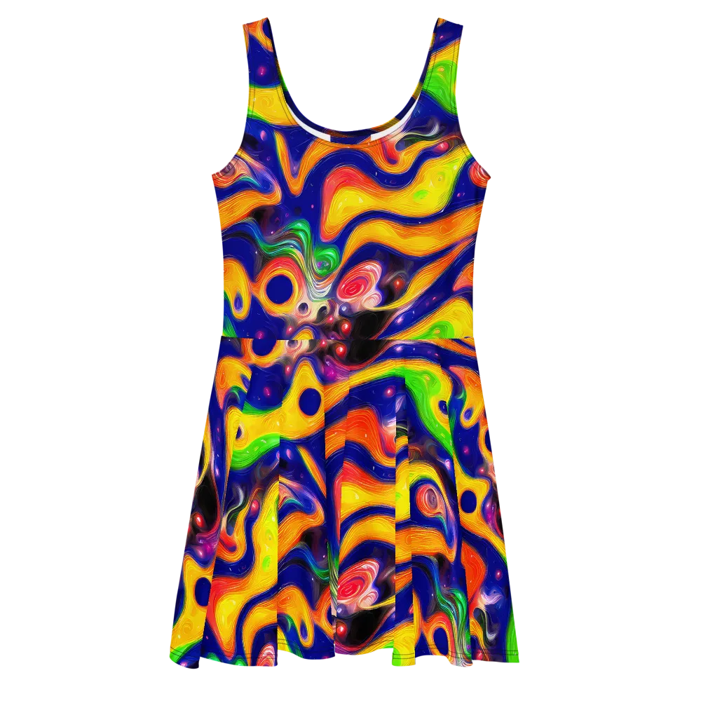 Prismatic Tidalwave on Skater Dress — Front