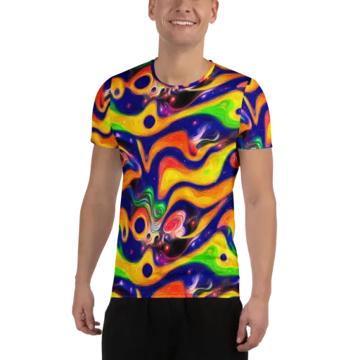 Prismatic Tidalwave on a Men's Athletic T-Shirt
