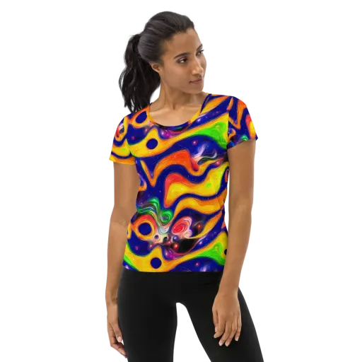 Prismatic Tidalwave on a Women's Athletic T-Shirt
