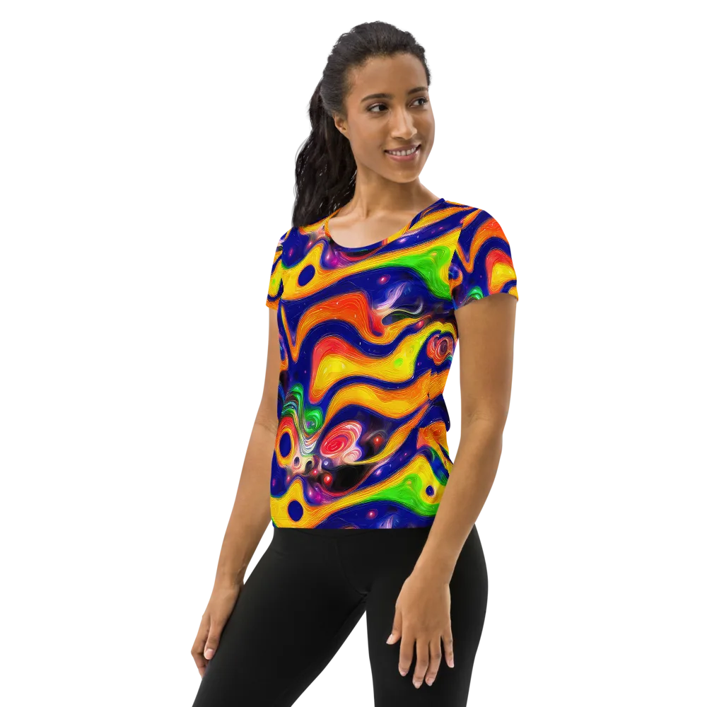 Prismatic Tidalwave on Women's Athletic T-Shirt — Left