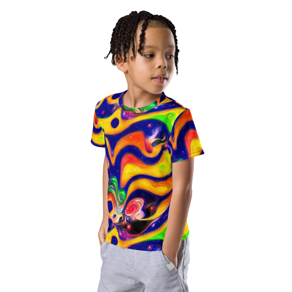 Prismatic Tidalwave on Kids Crew Neck T-Shirt — Left Front