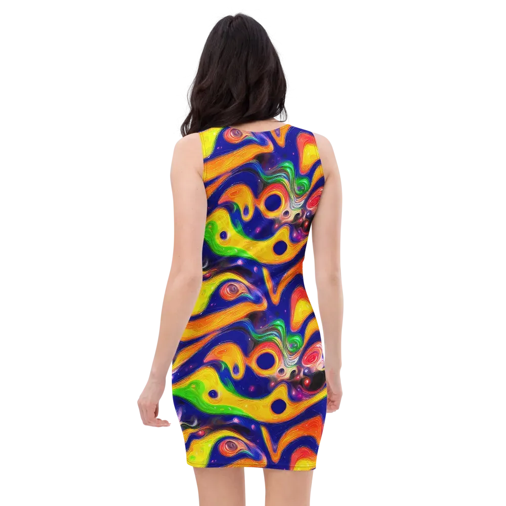 Prismatic Tidalwave on Bodycon Dress — Back