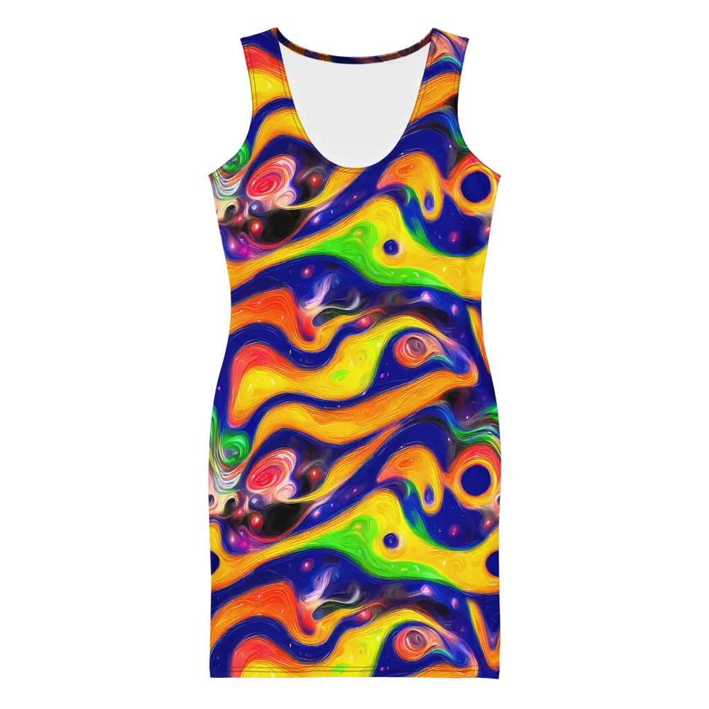 Prismatic Tidalwave on Bodycon Dress — Front