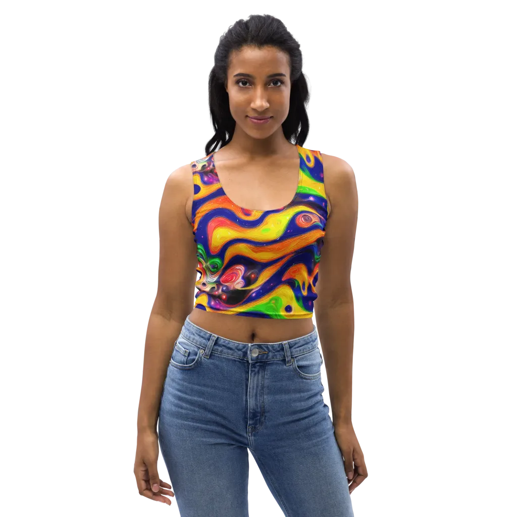 Prismatic Tidalwave on Crop Top — Front