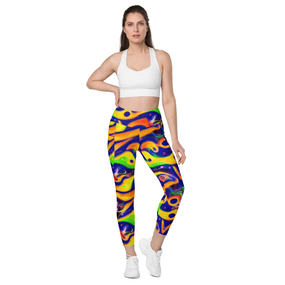 Prismatic Tidalwave on Leggings with Pockets — Front
