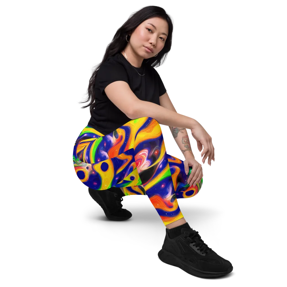 Prismatic Tidalwave on Leggings with Pockets — Right Front