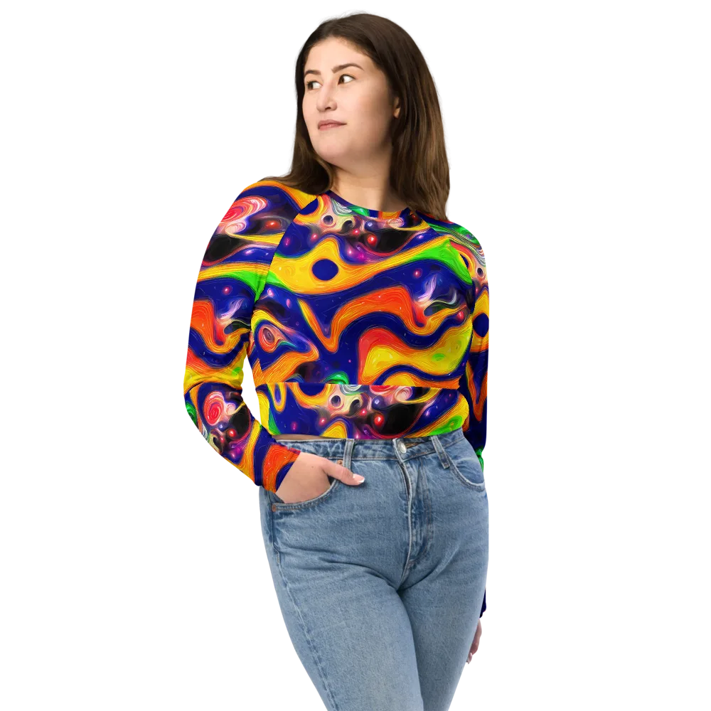 Prismatic Tidalwave on Long Sleeve Crop Top — Front