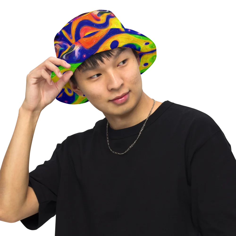 Prismatic Tidalwave on Reversible Bucket Hat — Front Inside