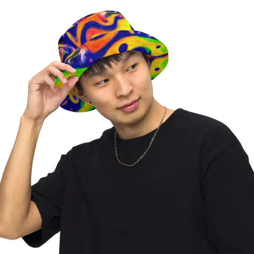 Prismatic Tidalwave on a Reversible Bucket Hat