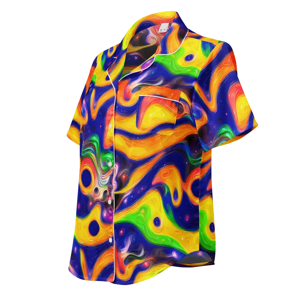 Prismatic Tidalwave on Women's Short Sleeve Pajama Top — Left Front