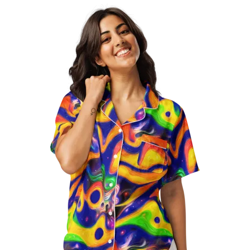 Prismatic Tidalwave on a Women's Short Sleeve Pajama Top