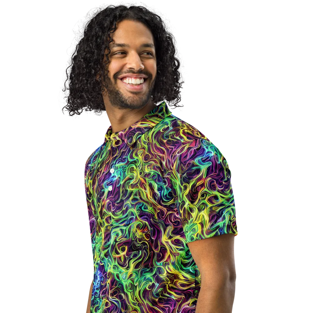 Emberlight Spiral on Men's Slim Fit Polo Shirt — Left Front