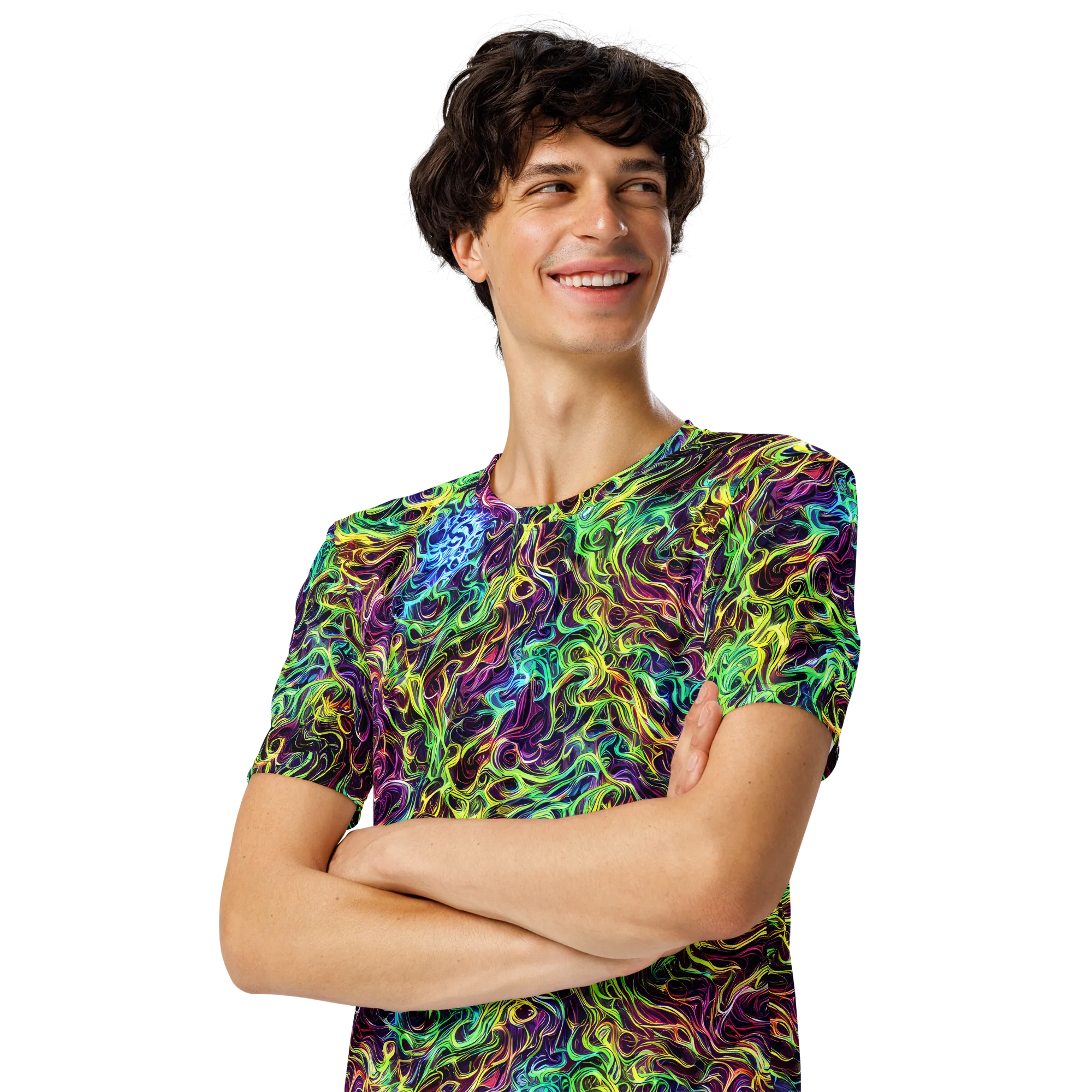 Emberlight Spiral on Men's Crew Neck T-Shirt — Left Front