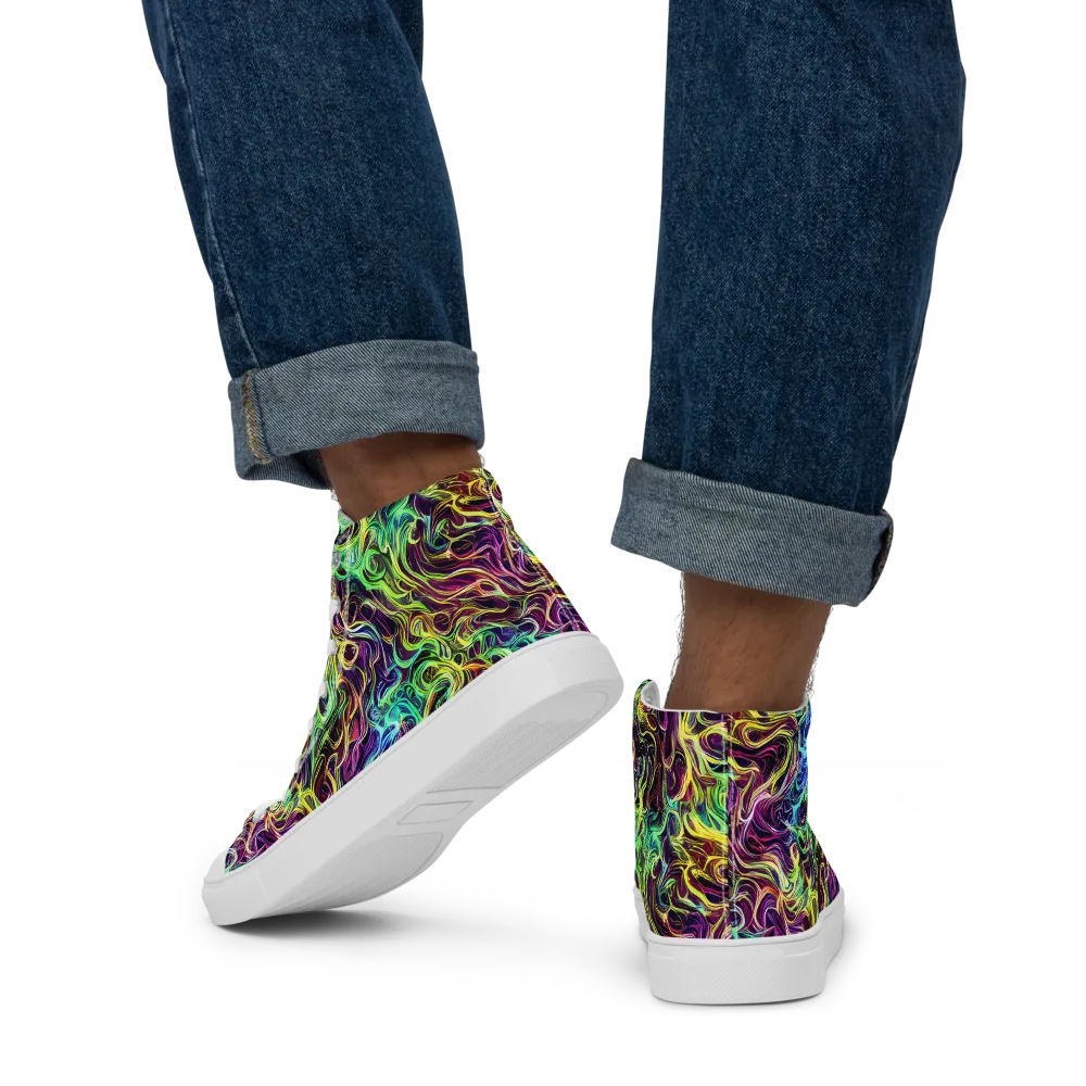 Emberlight Spiral on Men's High Top Canvas Shoes — Back