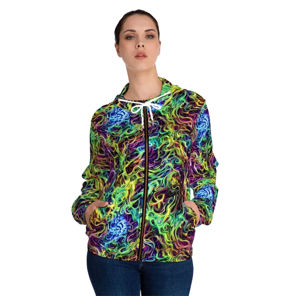 Emberlight Spiral on Women's Full-Zip Hoodie — Front On Person