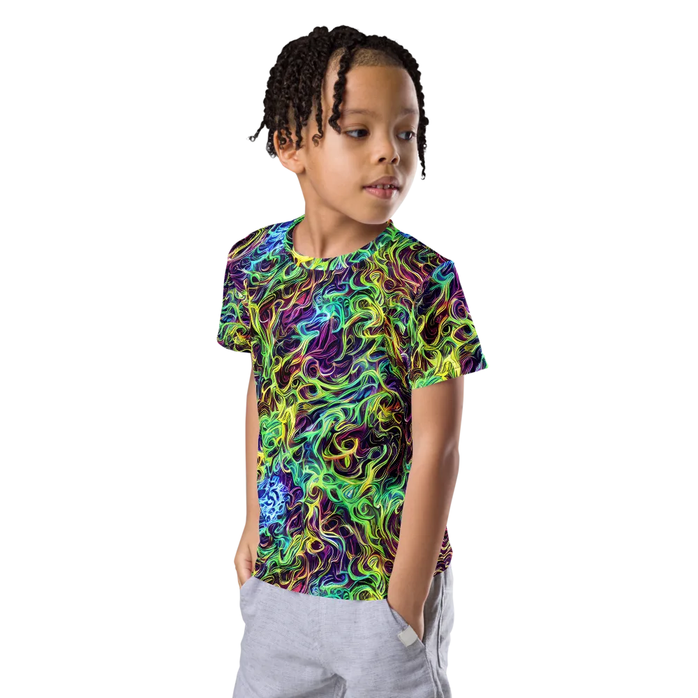 Emberlight Spiral on Kids Crew Neck T-Shirt — Left Front