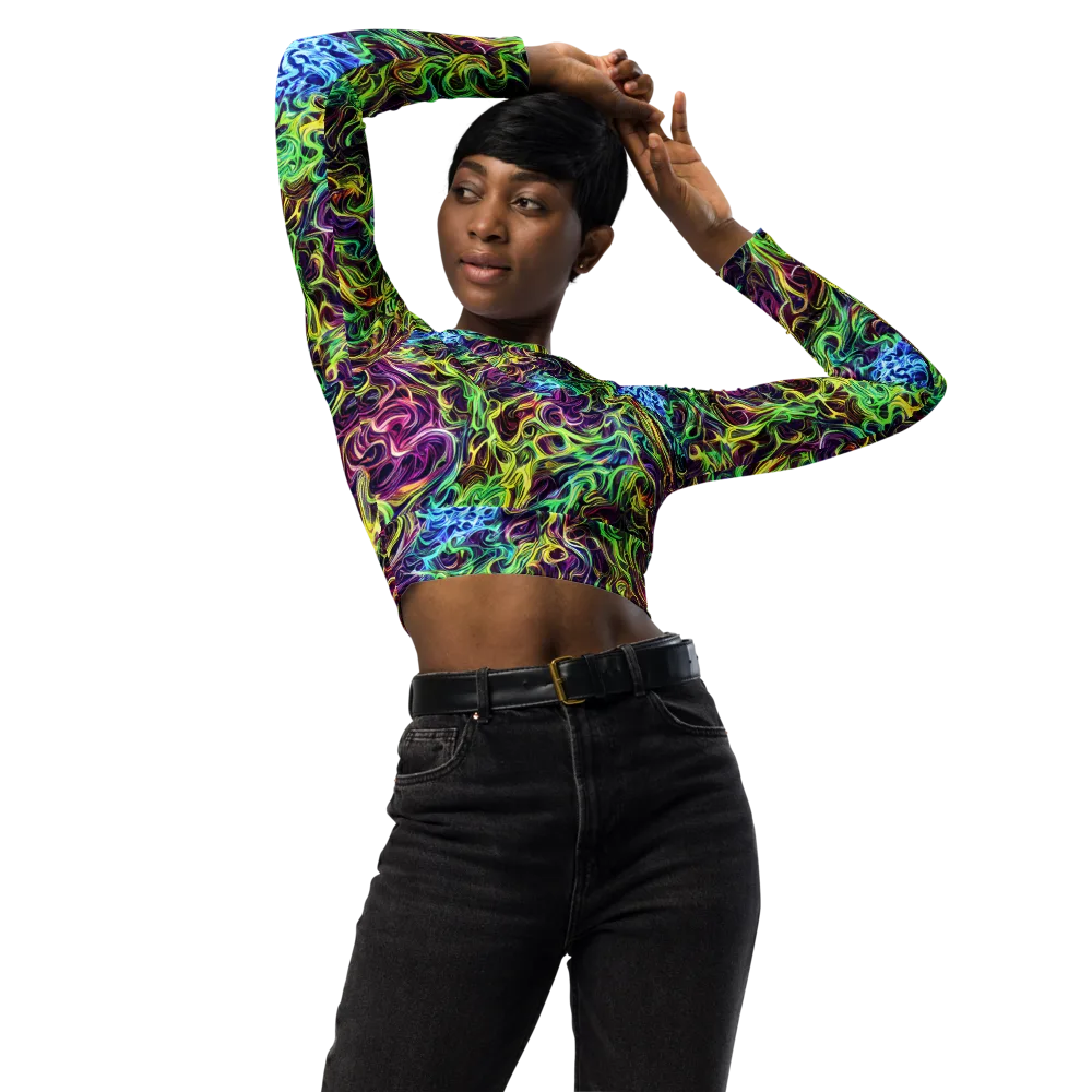 Emberlight Spiral on Long Sleeve Crop Top — Front
