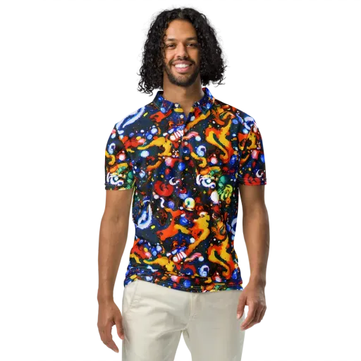 Orchid Voltage on a Men's Slim Fit Polo Shirt