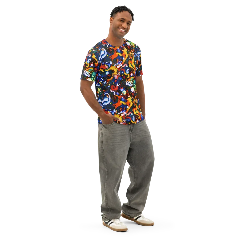 Orchid Voltage on Men's Cotton Crew Neck T-Shirt — Right Front