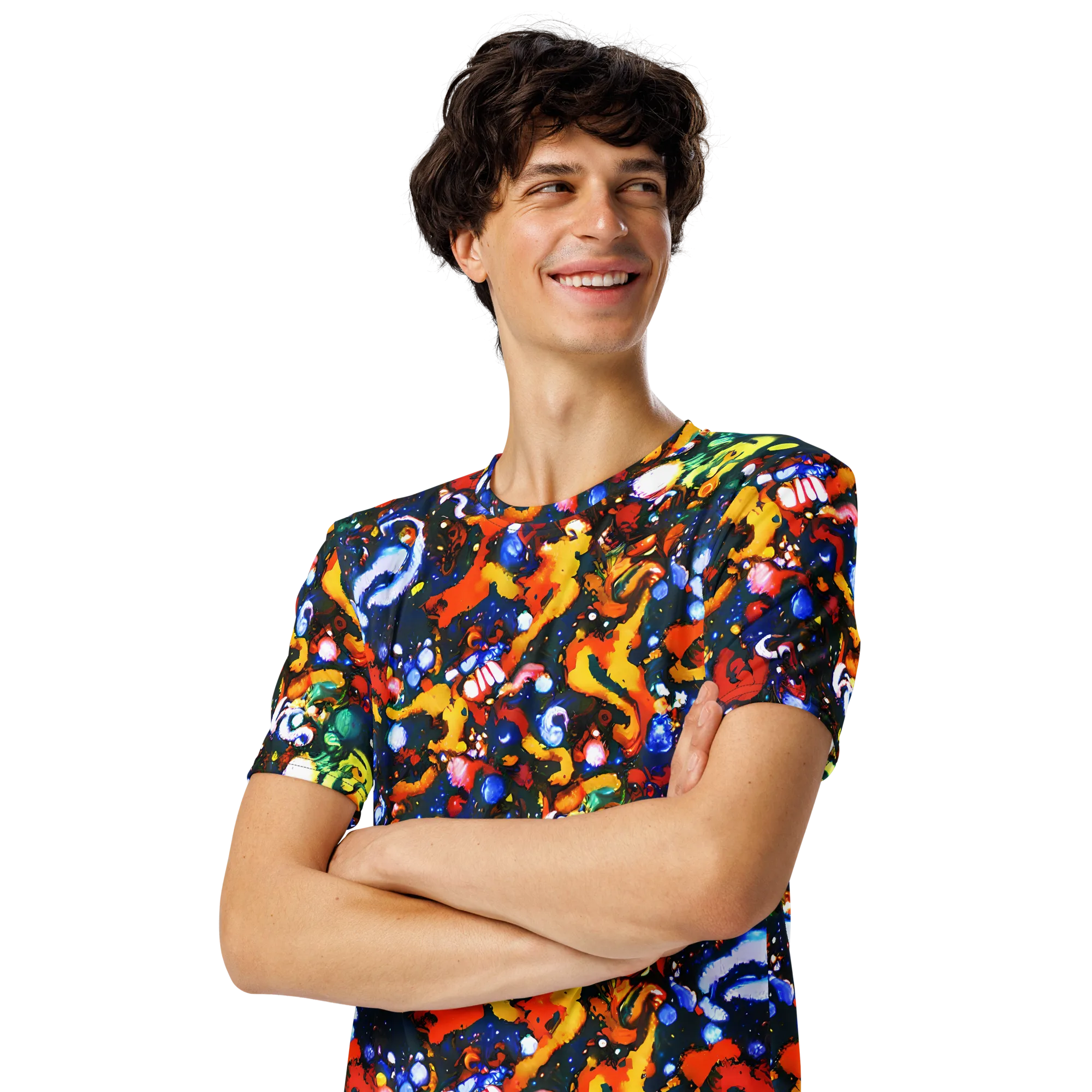 Orchid Voltage on Men's Crew Neck T-Shirt — Left Front