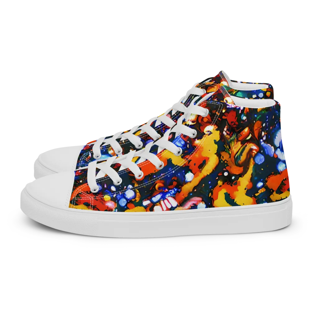 Orchid Voltage on Men's High Top Canvas Shoes — Left