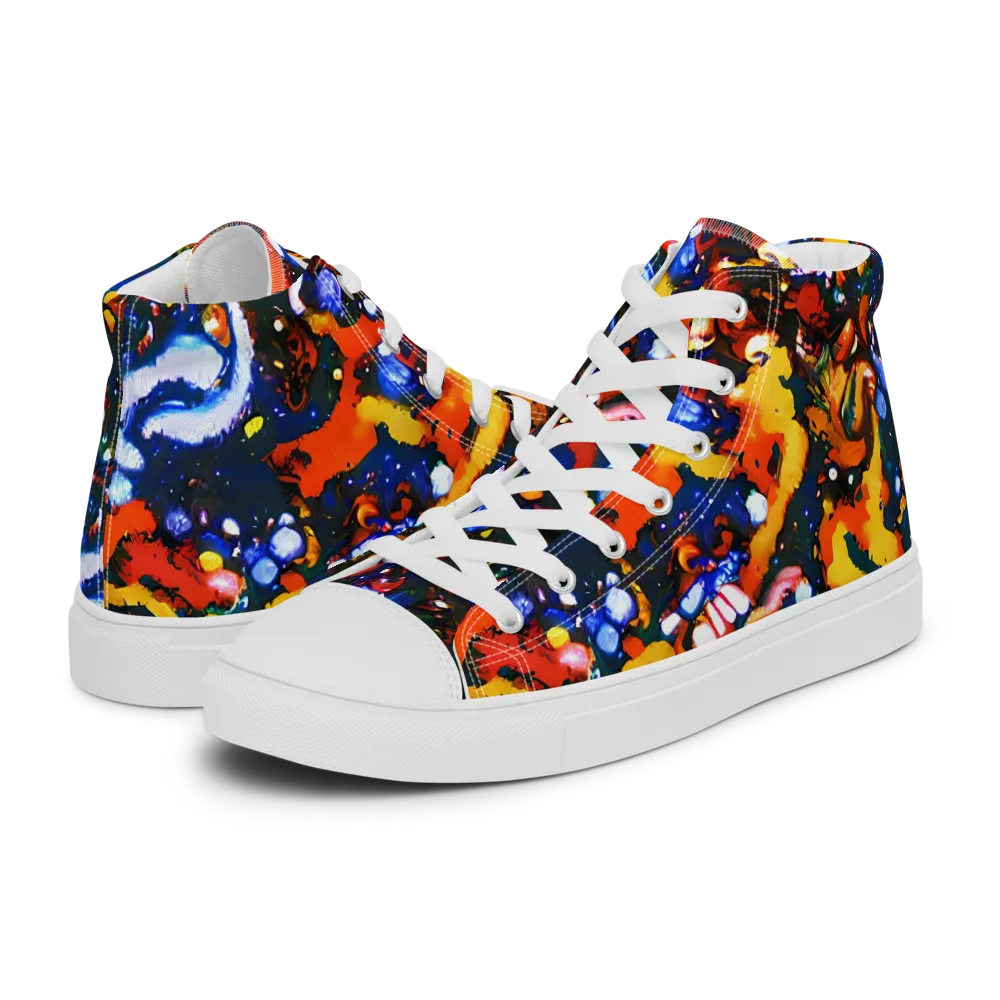 Orchid Voltage on Men's High Top Canvas Shoes — Left