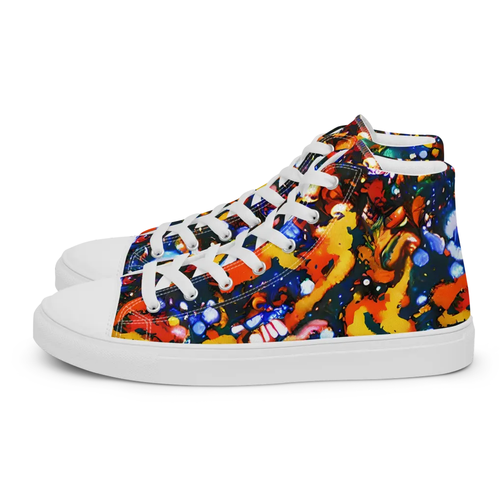 Orchid Voltage on Women's High Top Canvas Shoes — Left