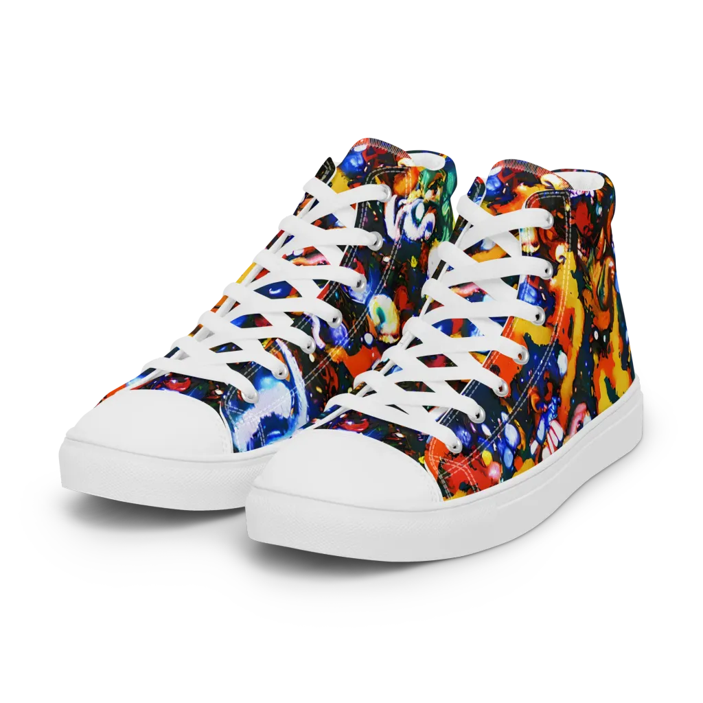 Orchid Voltage on Women's High Top Canvas Shoes — Left Front