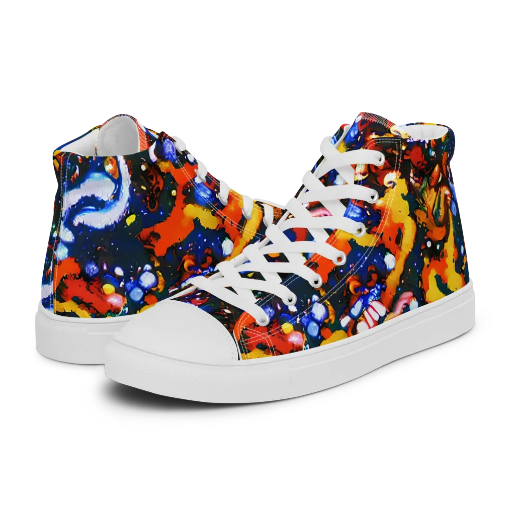 Orchid Voltage on Women's High Top Canvas Shoes — Left