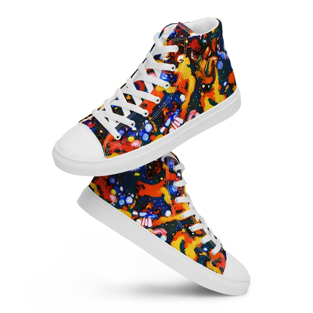 Orchid Voltage on Women's High Top Canvas Shoes — Front