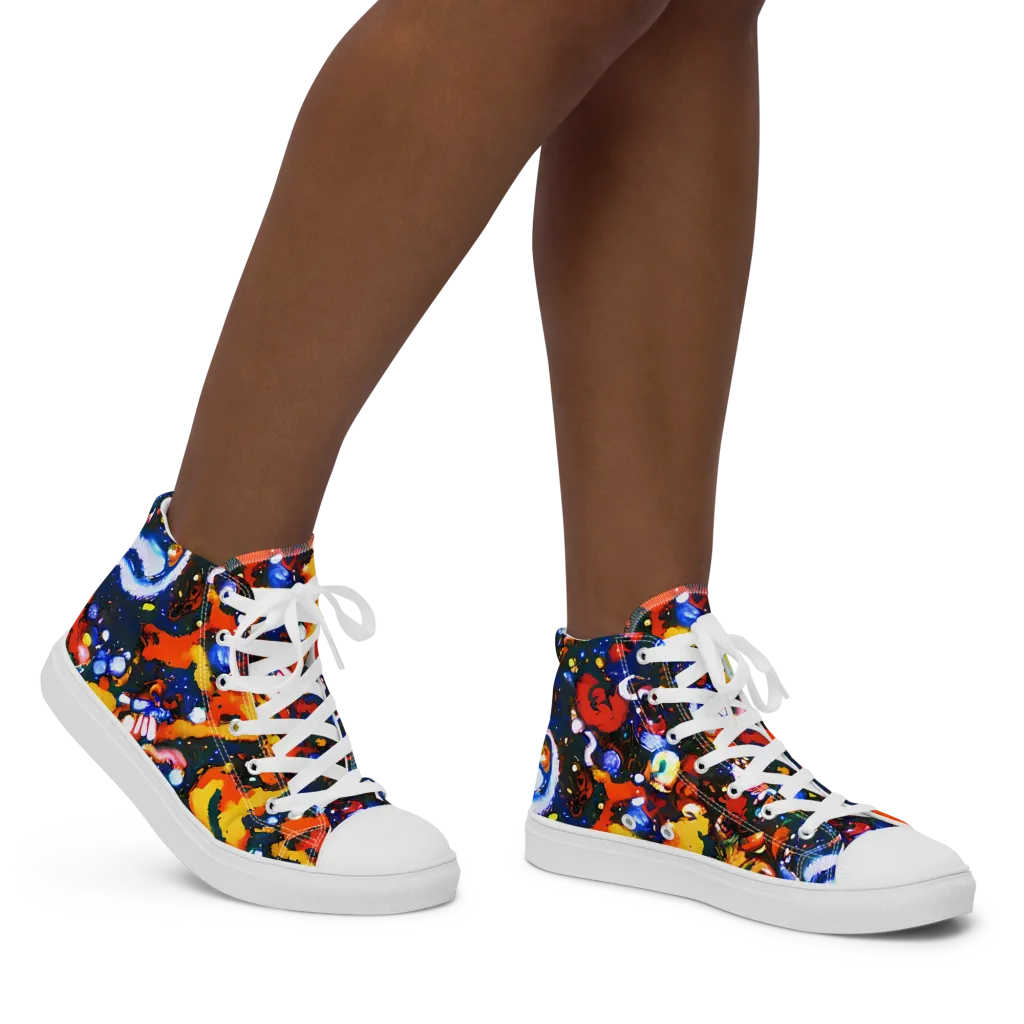 Orchid Voltage on Women's High Top Canvas Shoes — Right