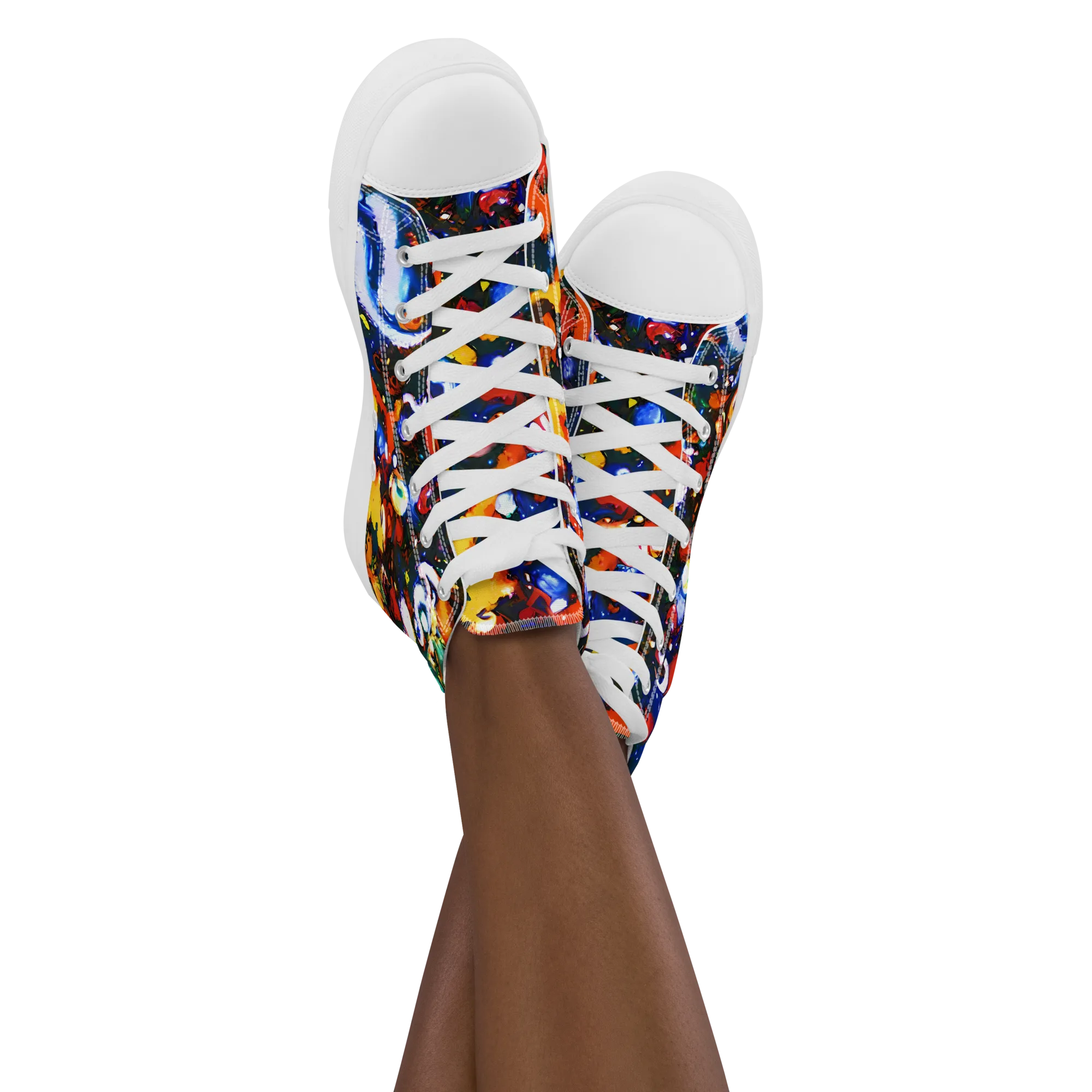 Orchid Voltage on Women's High Top Canvas Shoes — Front
