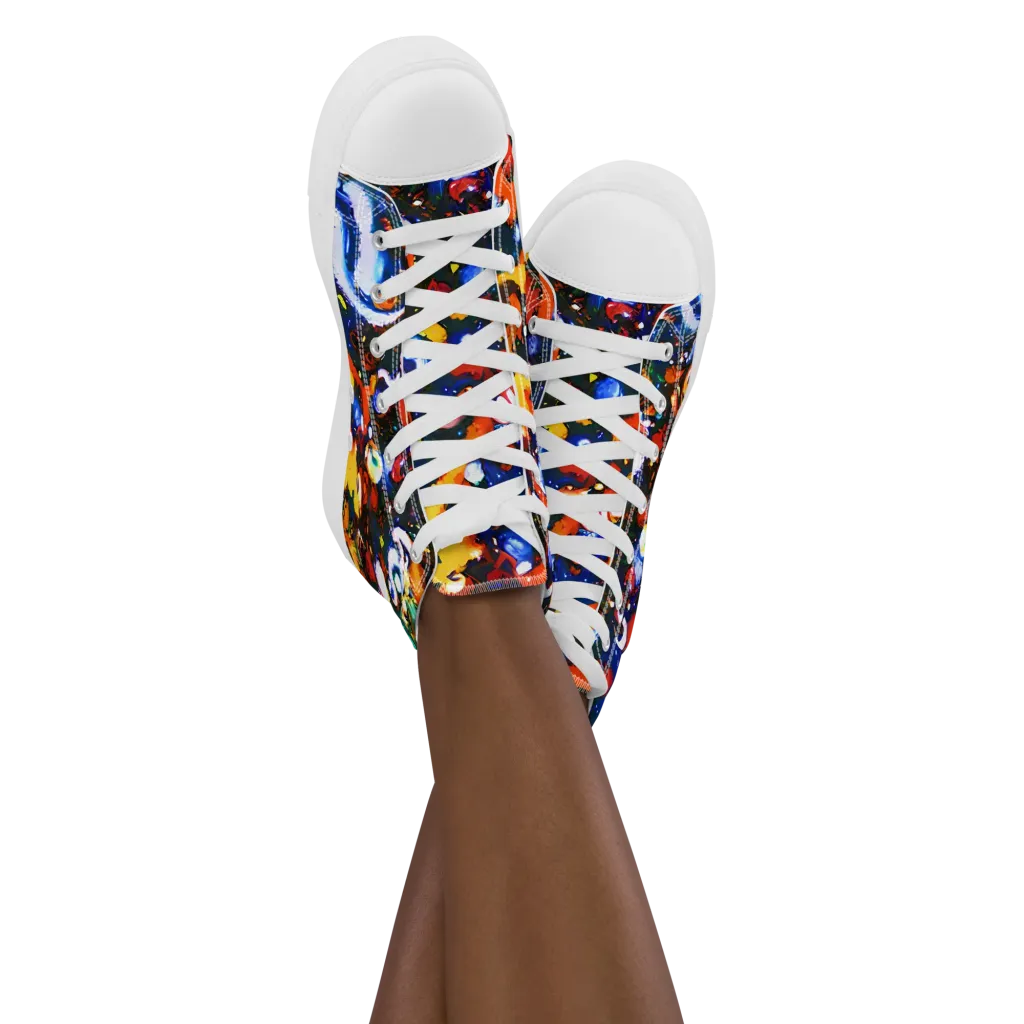Orchid Voltage on Women's High Top Canvas Shoes — Front