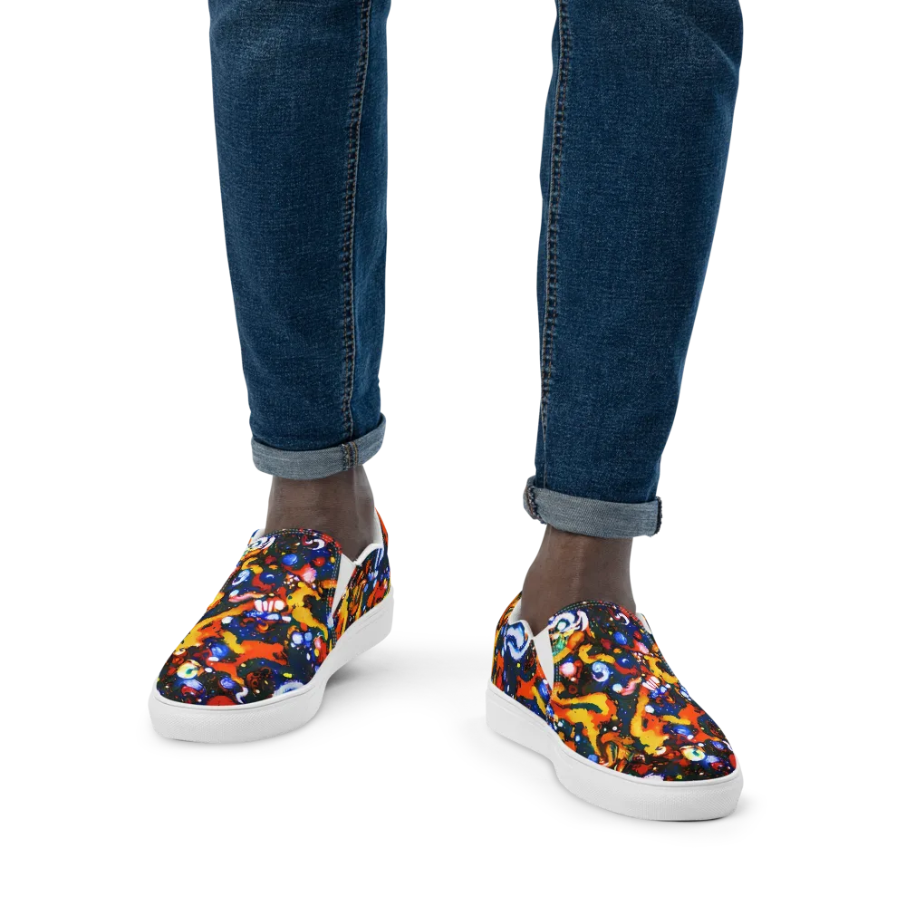 Orchid Voltage on Men's Slip-On Canvas Shoes — Front