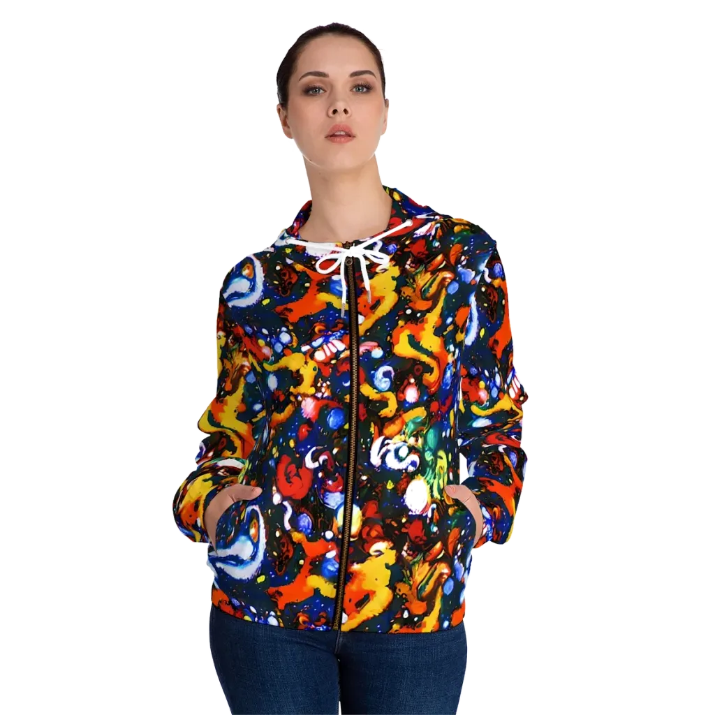 Orchid Voltage on Women's Full-Zip Hoodie — Front On Person