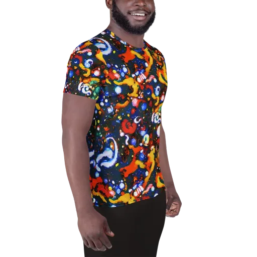 Orchid Voltage on a Men's Athletic T-Shirt